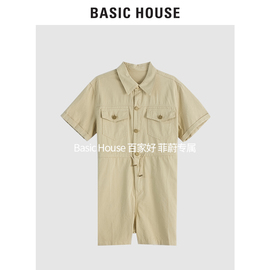 Basic House/百家好BH23夏季工装连体裤女短裤通勤B0143B55092