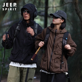 JEEP SPIRIT男情侣秋冬户外登山服山系派克服防风潮牌连帽夹克女