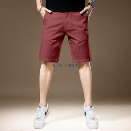欧美高级感红色休闲短裤男夏季薄款宽松直筒高端冰丝凉感五分裤子