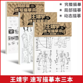 正版全3册王靖宇速写描摹本局部动态完整篇2023敲门砖王靖宇站坐蹲人物速写临摹本画册美术零基础绘画入门初学者教材教程书籍