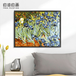 自油自画数字油画diy客厅，大幅花卉手工手绘填色装饰画鸢尾花