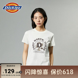 Dickies24春夏 前胸D字母印花卡通图案女式短袖T恤