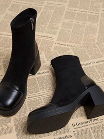 厚底马丁靴子女2023秋冬高级感踝靴粗跟高跟短靴小个子瘦瘦靴