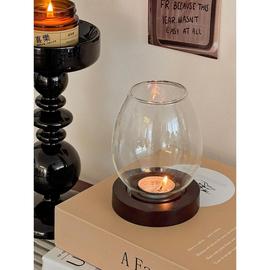 透明玻璃烛台欧式浪漫蜡烛家用创意摆件复古高级感中式防风蜡烛杯