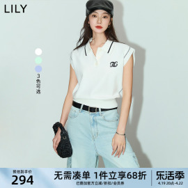 宋茜同款LILY2024夏设计感绣花美式学院风针织马甲背心女