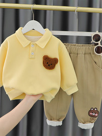 婴儿套装加绒秋冬季小孩衣服1一3岁儿童卫衣两件套男童宝宝冬装潮