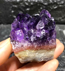 天然乌拉圭紫水晶簇洞片原石 原矿消磁紫晶块原矿把玩小摆件A15
