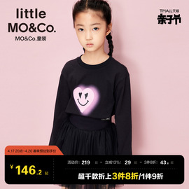 亲子装littlemoco童装春秋女童纯棉，长袖t恤母女装儿童上衣洋气