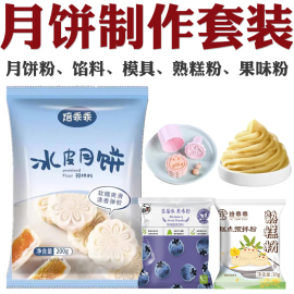 做冰皮月饼预拌粉工模具手工月饼自制作diy材料预拌粉馅料全套餐