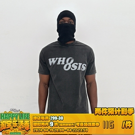 WHOOSIS（不知其名）幻影LOGO短袖t恤水洗做旧美式复古春夏街头男