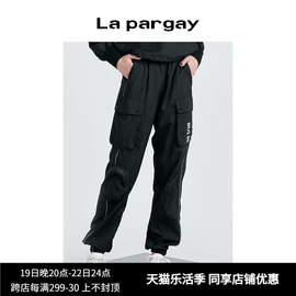 Lapargay纳帕佳夏季女装黑白色裤子时尚百搭薄款印花休闲裤潮