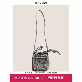 小优家包包hoyozi做旧牛仔布手机，包女包(包女包)2024迷你机车小包