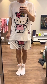 男女款套装凯蒂猫哈喽hellokitty短裤t恤情侣装可爱沙滩卡通短裤