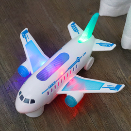 万向飞机空中巴士客机儿童电动玩具，车灯光音乐模型2声光闪光3-6岁