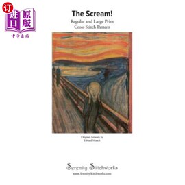 海外直订The Scream! Cross Stitch Pattern  Regular and Large Print Cross Stitch Chart 尖叫！十字绣图案：常规大幅面十