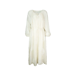 法式温柔风2024女春夏季天丝绣花长裙高级感白色长袖仙连衣裙