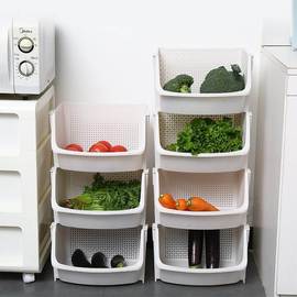 厨房置物架落地多层可叠加水果蔬菜收纳筐家用瓜果放蔬菜的菜篮子
