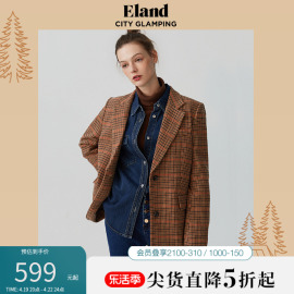 100%绵羊毛eland衣恋西装外套，女夹克外套美拉德毛呢大衣冬季