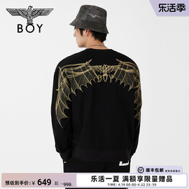 boylondon潮牌男春夏金色logo老鹰，刺绣圆领套头卫衣n03005