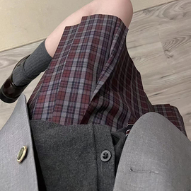 冬至原创红色jk制服，格裙百褶裙女学生校服，学院风半身裙