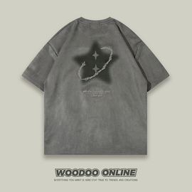荆棘指环 WOODOO 设计师品牌 休闲字母印花宽松百搭 男女短袖T恤