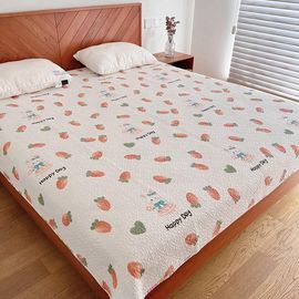 纯棉床盖单件韩国斜纹全棉，绗缝被双面夹棉防滑卡通床单榻榻米床垫