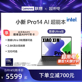 联想小新Pro14  英特尔酷睿Ultra5 AI超能本 可选小新Pro16 2024学习商务办公轻薄本笔记本电脑