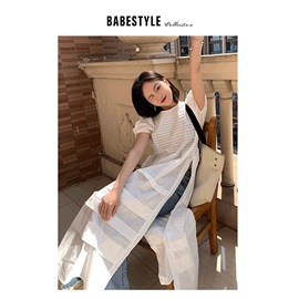 babestylevol66设计感白色连衣裙女夏季泡泡袖小众长裙子