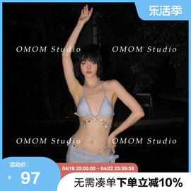 omom2024人鱼链条钻饰绑带，纯欲风比基尼性感，写真度假欧美沙滩