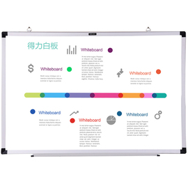 得力7852白板600*400挂式写字板墙贴白班，教学培训记事板磁性白板