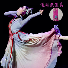 桃花笺舞蹈服古典演出服女装剧目艺考服渐变大摆裙飘逸民族中国风