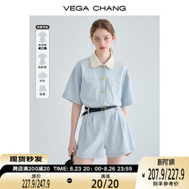 VEGA CHANG工装连体短裤女夏小个子显瘦法式连衣裙高级感连身衣裤