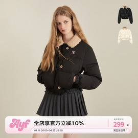 ayf毛领短款美高质感棉服冬季美式复古休闲慵懒短款棉服女