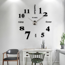 现代简约客厅大挂钟3D立体创意艺术墙贴钟DIY钟表时尚挂钟墙贴钟