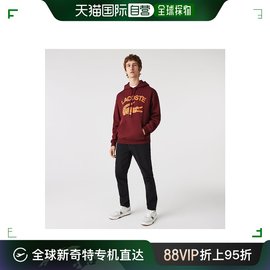 日潮跑腿LACOSTE法国鳄鱼 Lacoste 印花连帽卫衣 酒红色 2 695468