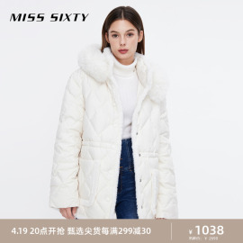 misssixty2023秋季羽绒服女毛领，连帽收腰外套，保暖加厚轻奢