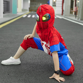 奥特曼衣服男孩蜘蛛侠儿童套装男童装夏季六一演出服cosplay服装