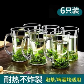 耐高温玻璃杯家用喝水杯子男茶杯，透明水杯待客办公室茶具专用喝茶