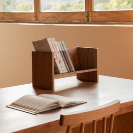 木墨生活夏克式桌面书架实木简易收纳整理架子儿童小型置物架