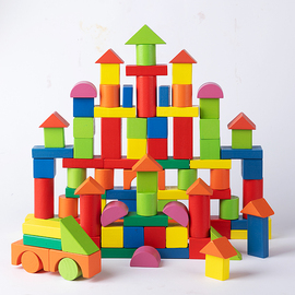 木制儿童大颗粒积木拼装玩具益，智力实木质宝宝幼儿园大块宝宝儿童
