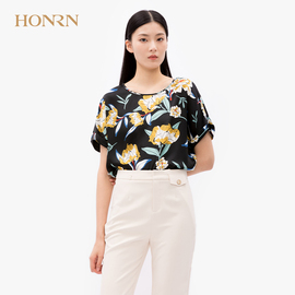 honrn红人夏季女装，短袖圆领上衣商场同款he22sy974