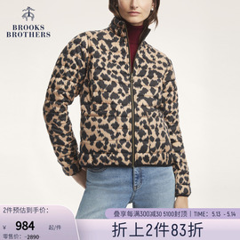 Brooks Brothers/布克兄弟女士气质豹纹印花双面穿保暖棉服外套