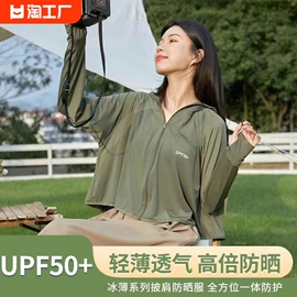 蕉下披肩防晒衣女春夏黑胶帽檐upf50防紫外线原纱冰丝透气防晒服