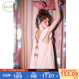 Gukoo/果壳睡衣女夏季公主风纯欲睡裙女纯棉无袖睡裙家居服B