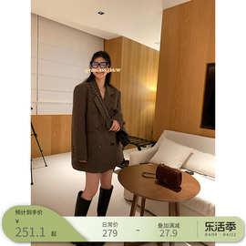 王少女的店 2024秋冬高级感毛呢小个子西装式大衣中长款外套