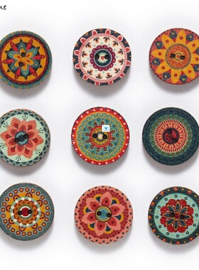 50pcs Retro series Wood Buttons for Handwork Sewing Scrapboo