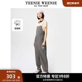 teenieweenie小熊奥莱夏季复古格纹，背带裤连体裤英伦风新疆棉