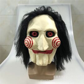 Movie Saw Chainsaw Massacre Jigsaw Puppet Masks with Wig Hai