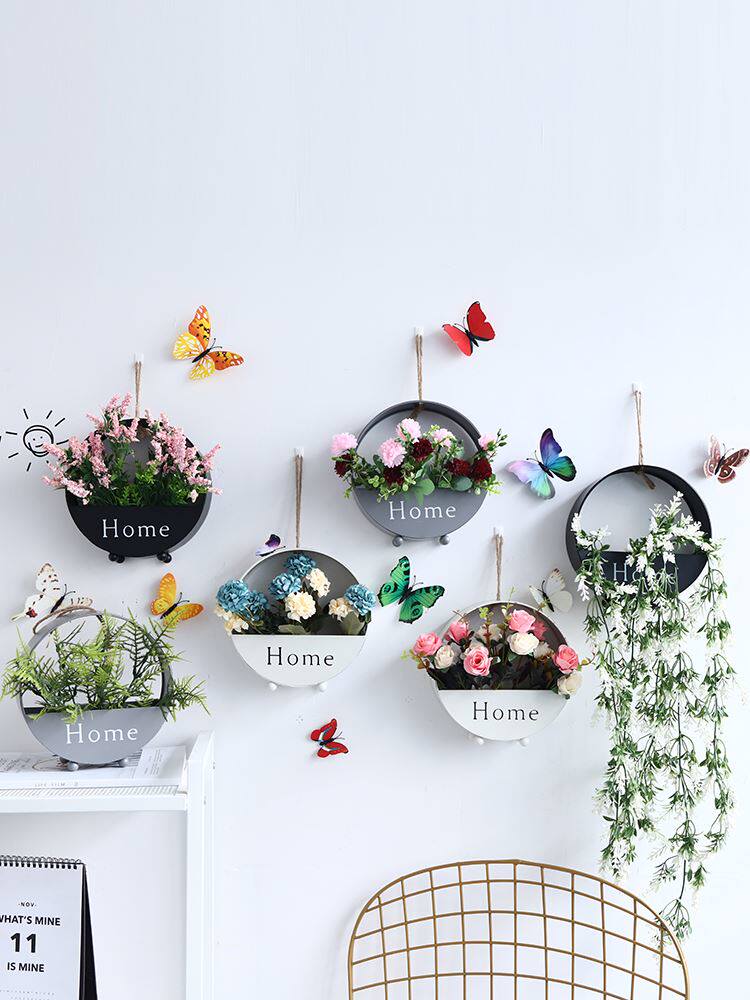 Retro Restaurant Flower basket Wall hanging dormitory Iron art Be wounded in action suspension Hanging flower indoor Office arrangement Decorative flowers Wallflowerin the Home accessories , Mural  category - from Buy2taobao.com to provide professional Taobao agent buy service