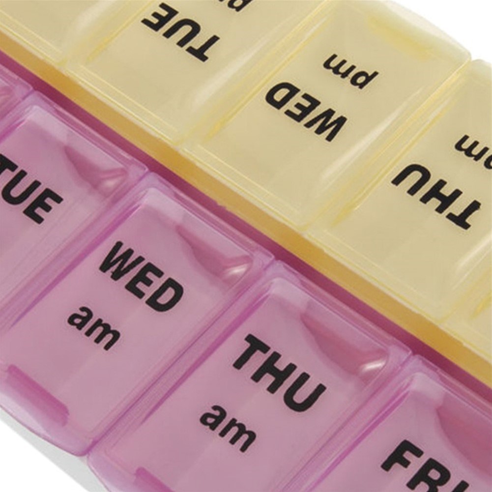 14 Grids 2 times daily weekly pills 7 Day Pill Box With Clip